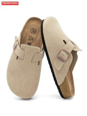 Genuine Leather Suede Clogs Slip-On Mules Non-Slip Potato Shoes
